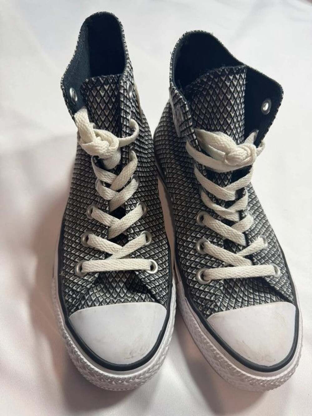 Converse Chuck Taylor All Star High Top Black White Geometric Pattern Sneakers